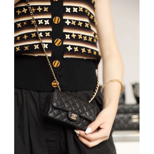 Chanel Mini Original кожена чанта 1116 Черна