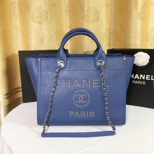 Чанта за пазаруване Chanel Original Caviar Leather Tote 92565 синя