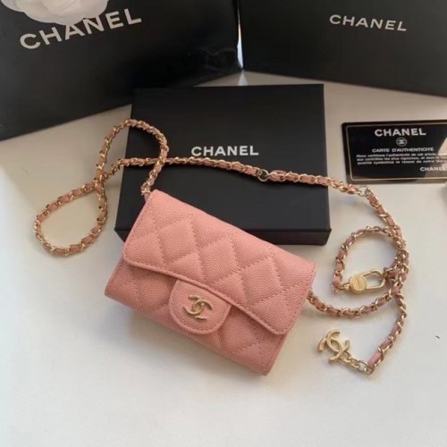 Chanel Original зърнеста телешка кожа джоб 81081 розов