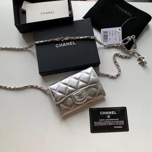 Chanel Original зърнеста телешка кожа джоб 81081 сребърен