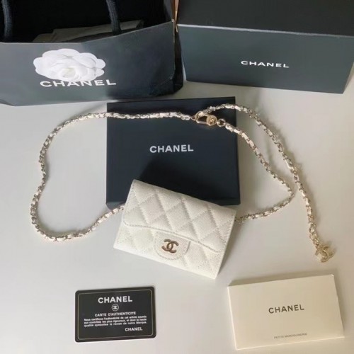 Chanel Original зърнеста телешка кожа джоб 81081 бял