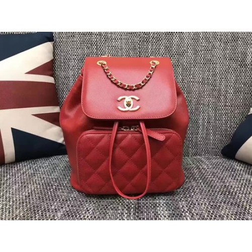 Оригинална кожена раница Chanel CHA2590 червена