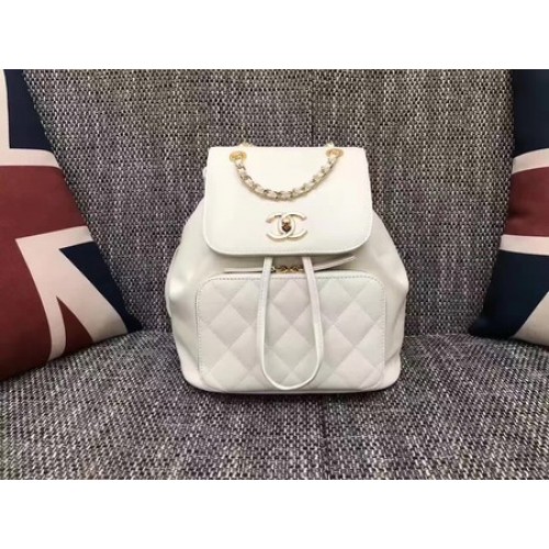 Оригинална кожена раница Chanel CHA2590 бяла
