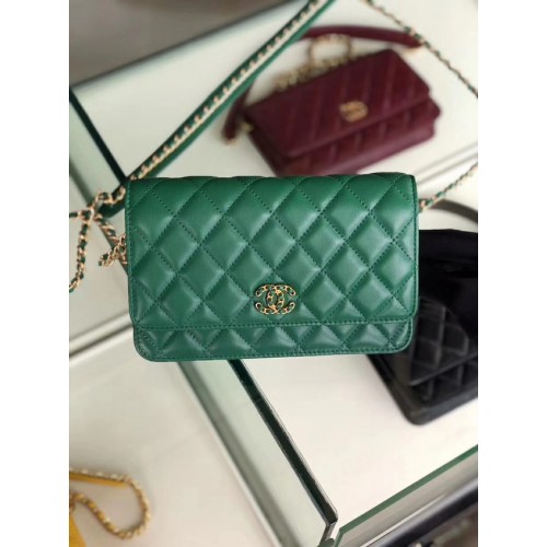 Оригинален кожен портфейл Chanel AP0724 зелен
