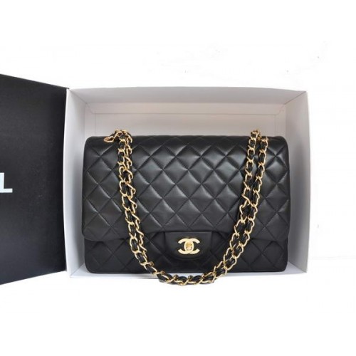 Оригинална кожена чанта Chanel Jumbo Flap A47600 Черно злато