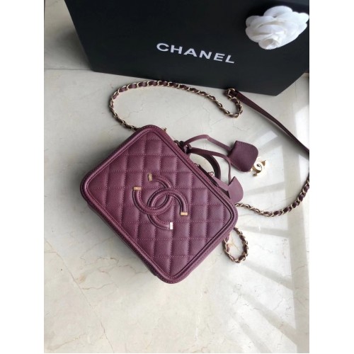 Козметична чанта Chanel Original Leather Medium 93443, цвят вино