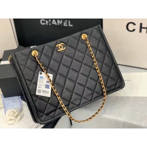 Оригинална кожена пазарска чанта Chanel AS2360 черна