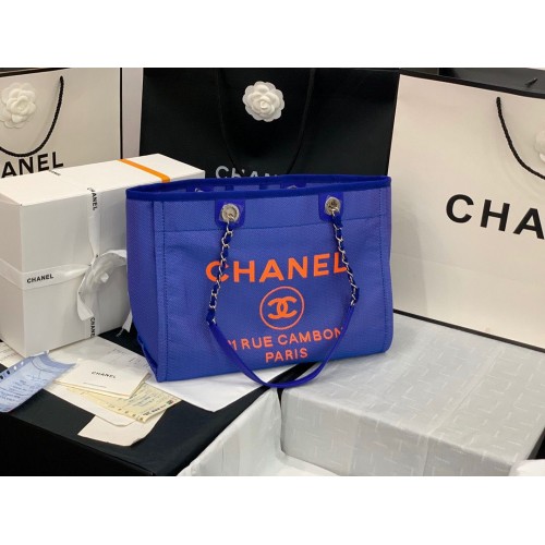 Пазарска чанта Chanel Original Medium 67001 Синя