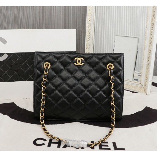 Chanel Original Оригинална кожена пазарска чанта A05360 Черна
