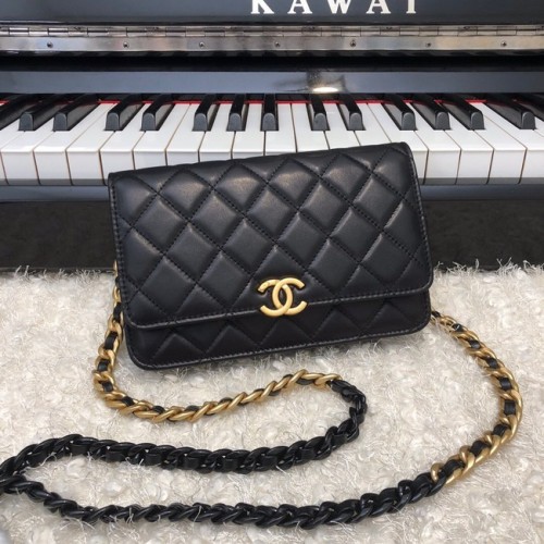 Chanel Original Small compact чанта от овча кожа AP33814 черна