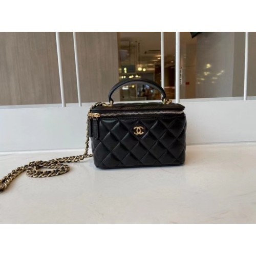 Chanel Original Small класическа чанта в кутия с верижка AP2199 черна