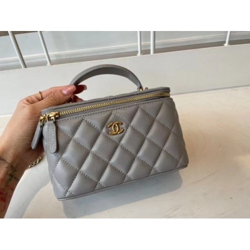 Chanel Original Small класическа дамска чанта с верижка AP2199 сива