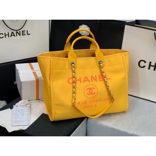 Голяма пазарска чанта Chanel Original 66941 жълта