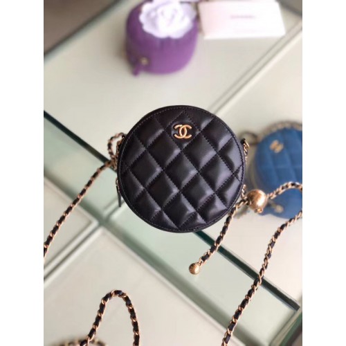 Chanel Original мини чанта от овча кожа AS1449 черна