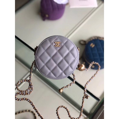 Chanel Original мини чанта от овча кожа AS1449 сива