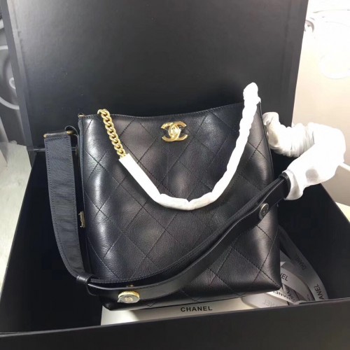 Чанта Chanel Retro Bucket Original от телешка кожа CC62358 Черна