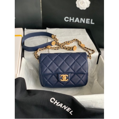 МАЛКА ЧАНТА С КЛАПАН Chanel AS3369 Кралско синьо