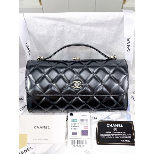 Държач за телефон Chanel с капак и верижка AS2875, черен
