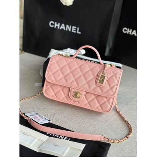 МАЛКА ЧАНТА С КЛАПАН И ГОРНА ДРЪЖКА Chanel AS3653 розова