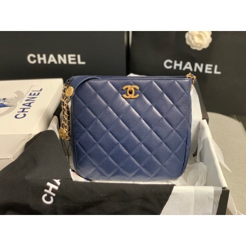 МАЛКА ПАЗАРСКА ЧАНТА Chanel AS3400 синя