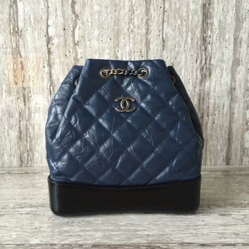 Кожена раница Chanel от овча кожа 93825 синя