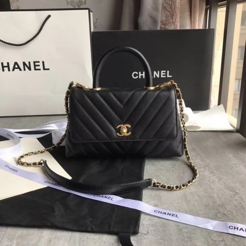 Малка чанта Chanel с горна дръжка A92990 черна