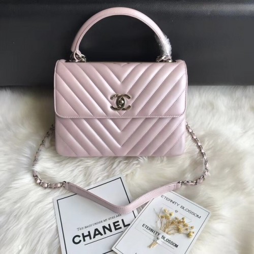 Малка чанта Chanel с горна дръжка B92236 Розова