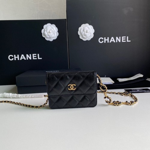 Чанта за колан Chanel WOC Original Caviar Leather 2306 Черна