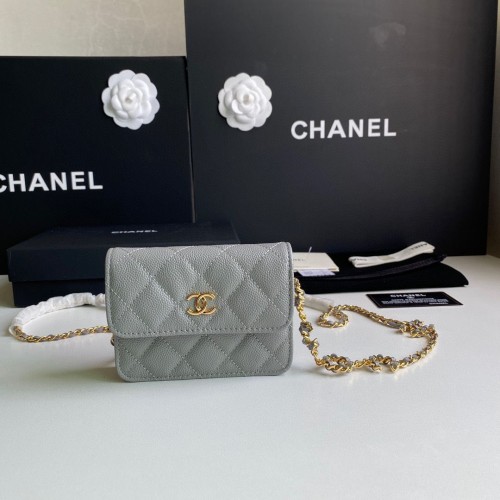 Чанта за колан Chanel WOC Original Caviar Leather 2306 сива