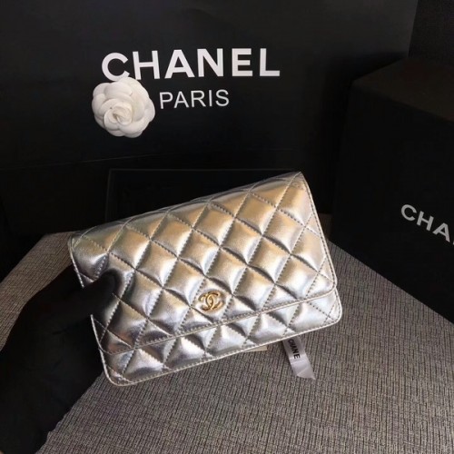 Чанта Chanel WOC Flap от оригинална овча кожа 33814B Glod