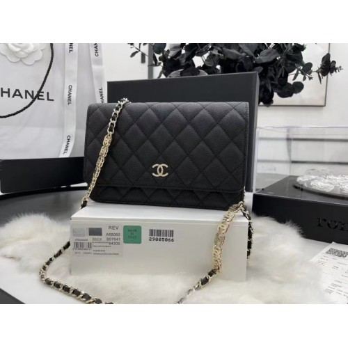 Чанта през рамо Chanel WOC Original Caviar Leather Flap CC33815 черна
