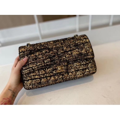 Класическа чанта Chanel Tweed Gold-Tone Metal A01112-2