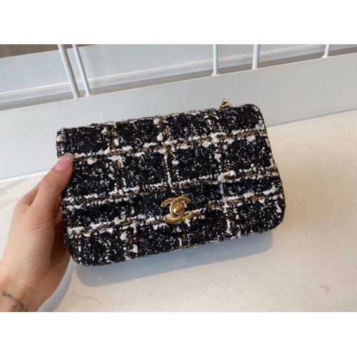 Класическа чанта Chanel Tweed Gold-Tone Metal A01116-2