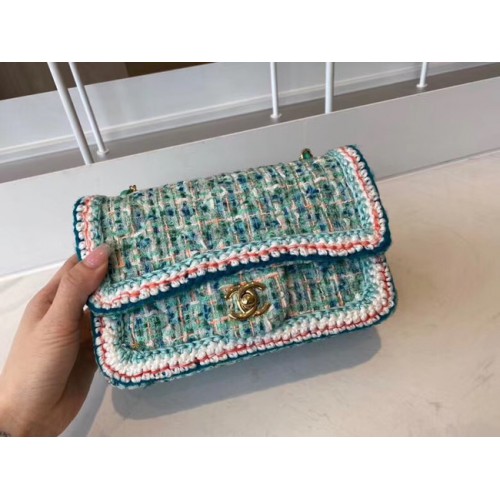 Класическа чанта Chanel Tweed Gold-Tone Metal A01116-4