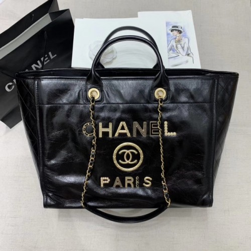 Пазарска чанта Chanel от телешка кожа A66942 черна
