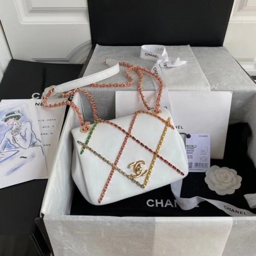 Чанта Chanel с капак AS2382 бяло и многоцветно