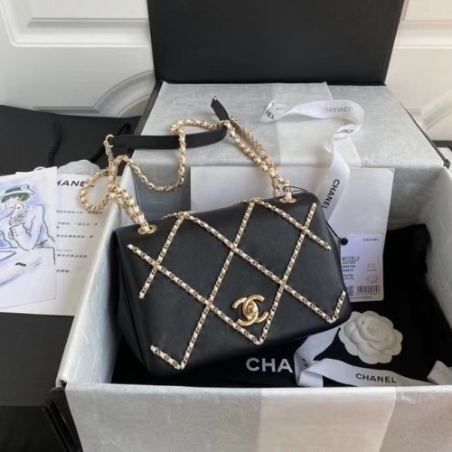 Чанта Chanel с капак AS2383 черно бяло