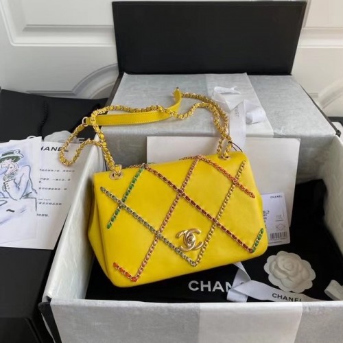 Чанта Chanel с капак AS2383 жълта Многоцветна