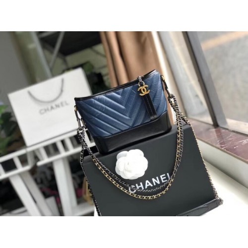Малка чанта Chanel Gabrielle Hobo A91810 синьо-черна