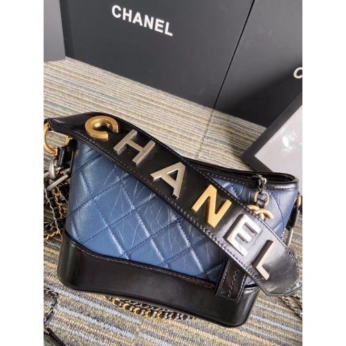 Малка чанта Chanel Gabrielle Hobo S0865 синьо-черно