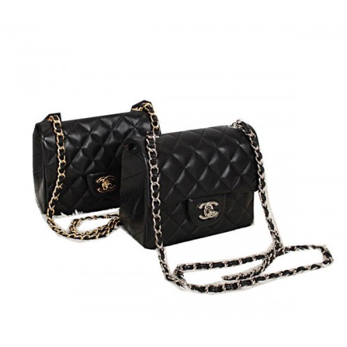 Chanel мини класическа чанта с капак, оригинална кожа CHA1115, черна