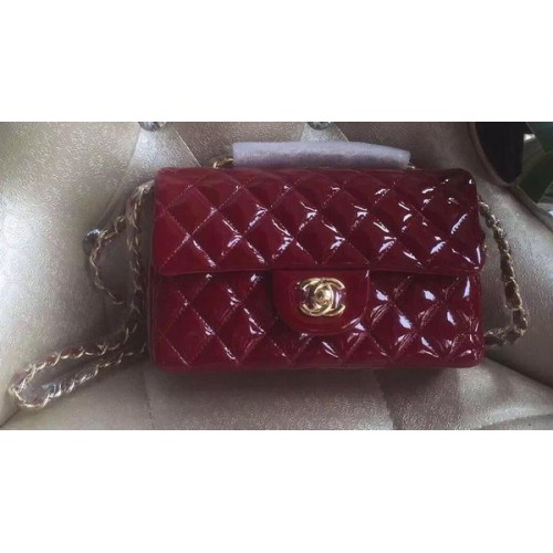Мини чанта Chanel Classic Flap Original Patent A1116, цвят вино