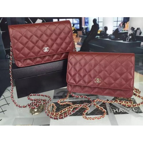 Мини чанта с капак на Chanel Cannage Pattern A8373 Бордо