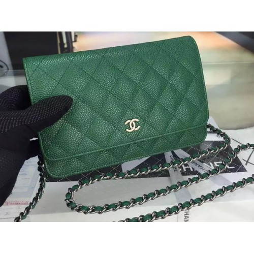 Мини чанта с капак на Chanel Cannage Pattern A8373 Green