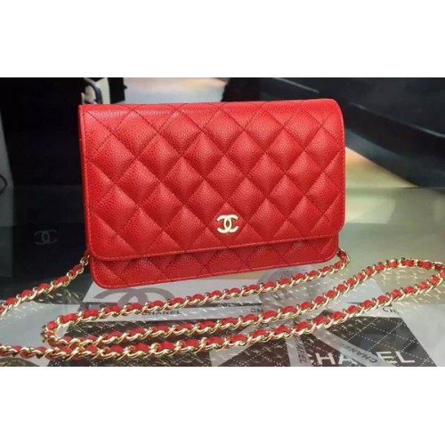 Мини чанта с капак на Chanel Cannage Pattern A8373 Червена