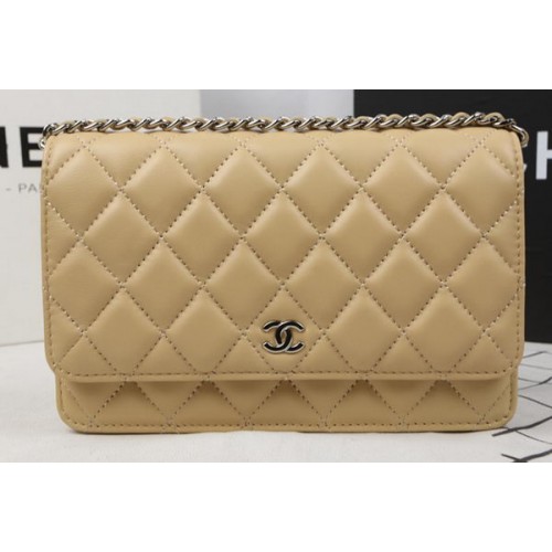 Мини чанта Chanel от оригинална овча кожа A33814, цвят кайсия
