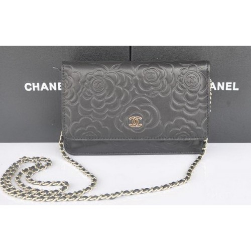 Мини чанти Chanel от овча кожа Camellia A99301 Черни