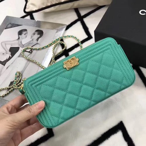 Мини чанта за през рамо Chanel Cannage Pattern A94452 зелена