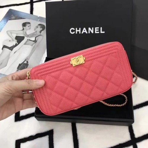 Мини чанта за през рамо Chanel Cannage Pattern A94452 Розова