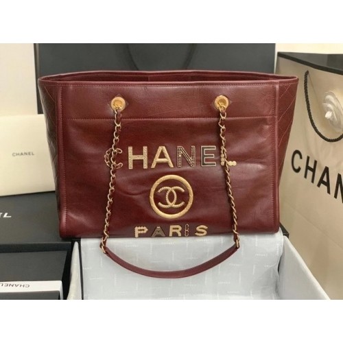 Пазарска чанта Chanel A67001 Бордо